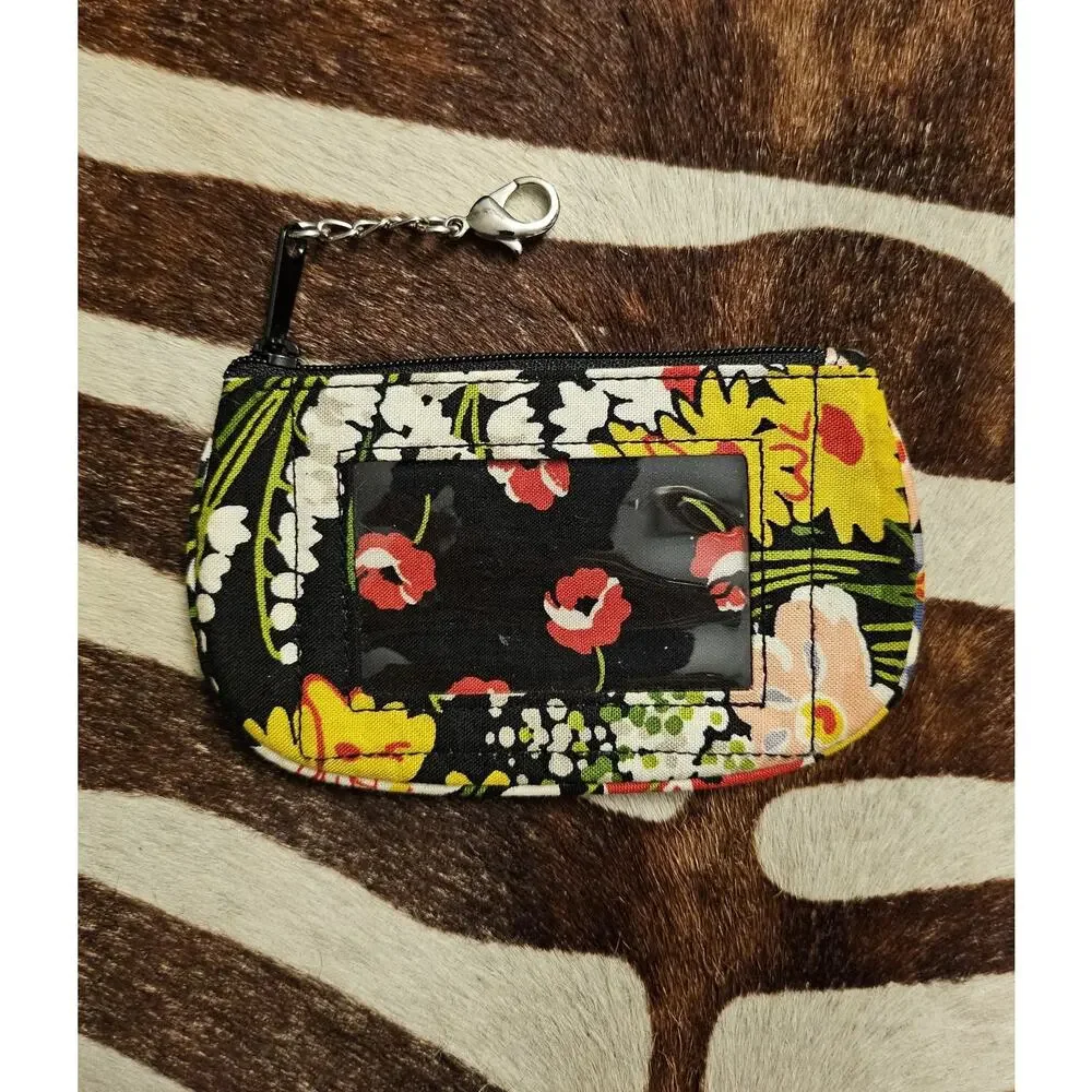 Vera Bradley Zip ID Case Coin Purse Mini Wallet~ Poppy Fields Pattern